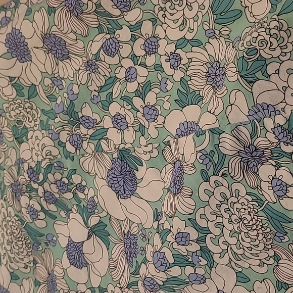 LIKE NEW Tibi Blue, Green, and White Floral Print Mod Spagetti Strapped Dress - Picture 15 of 16